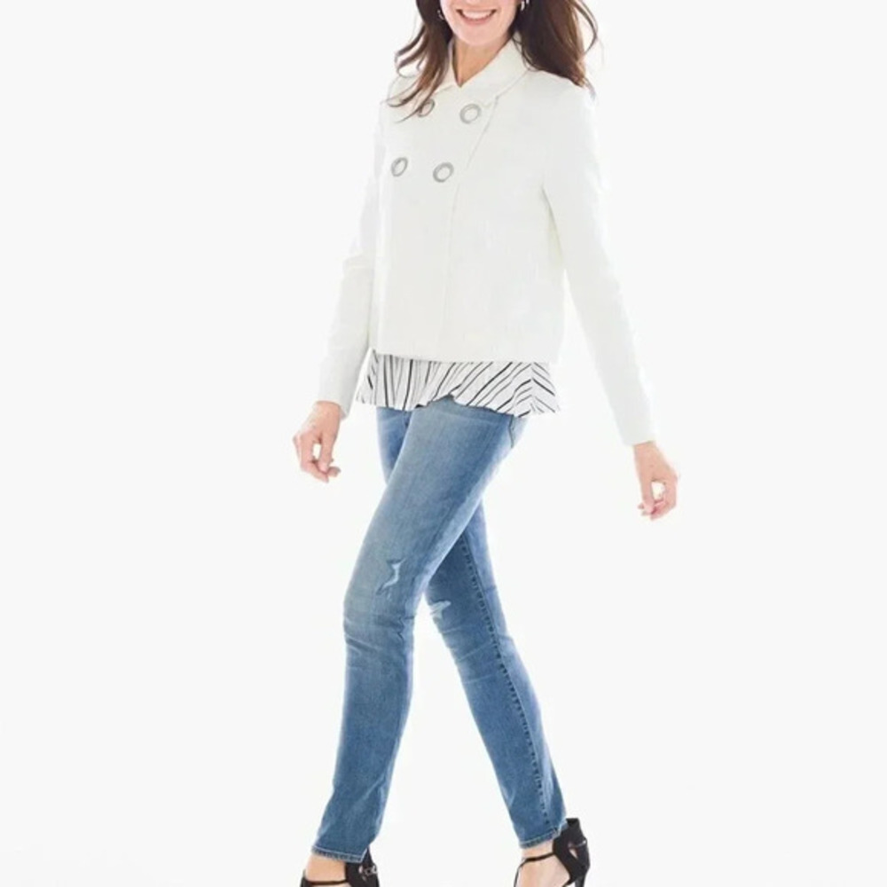 Chico’s‎ Vintage Crop Jacket Silver Grommet Design